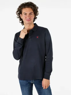 Polo Club Polo da uomo a maniche lunghe in cotone - blu scuro