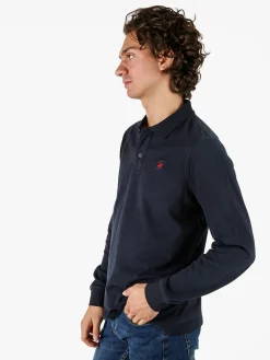 Polo Club Polo da uomo a maniche lunghe in cotone - blu scuro