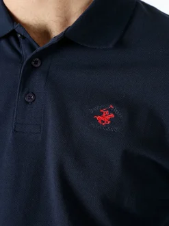 Polo Club Polo da uomo in cotone con logo a maniche lunghe - blu scuro