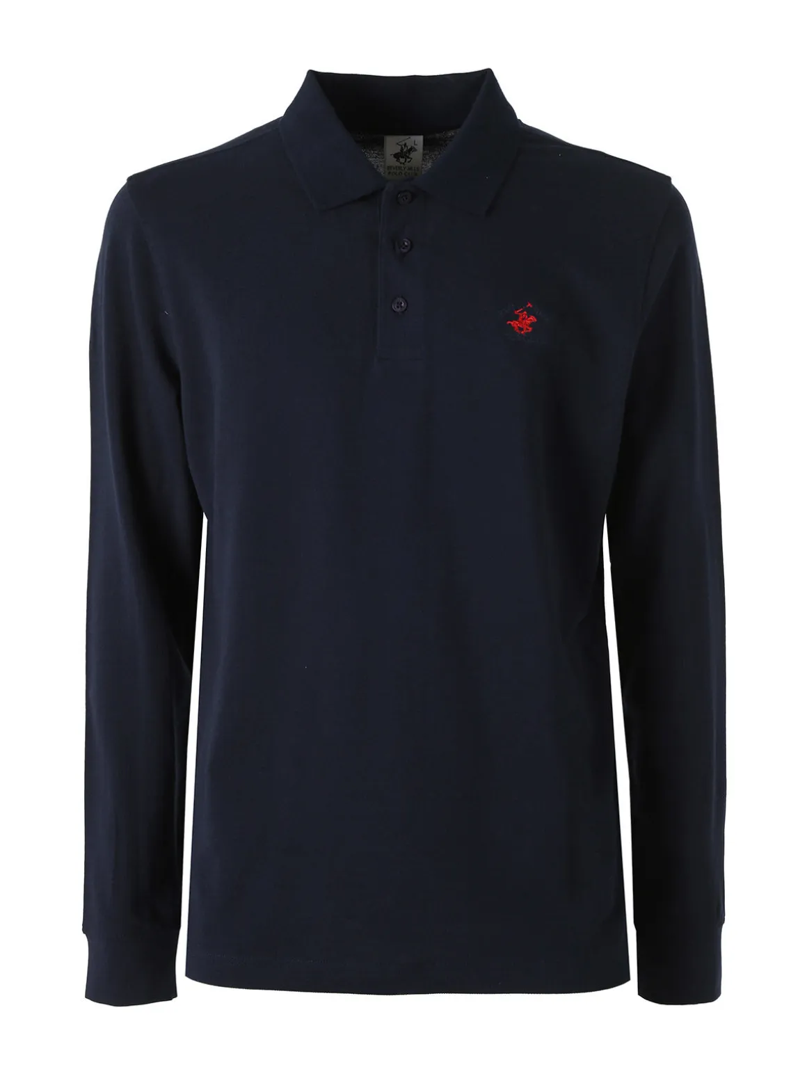 Polo Club Polo da uomo in cotone con logo a maniche lunghe - blu scuro