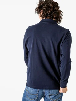Polo Club Polo da uomo in cotone con logo a maniche lunghe - blu scuro