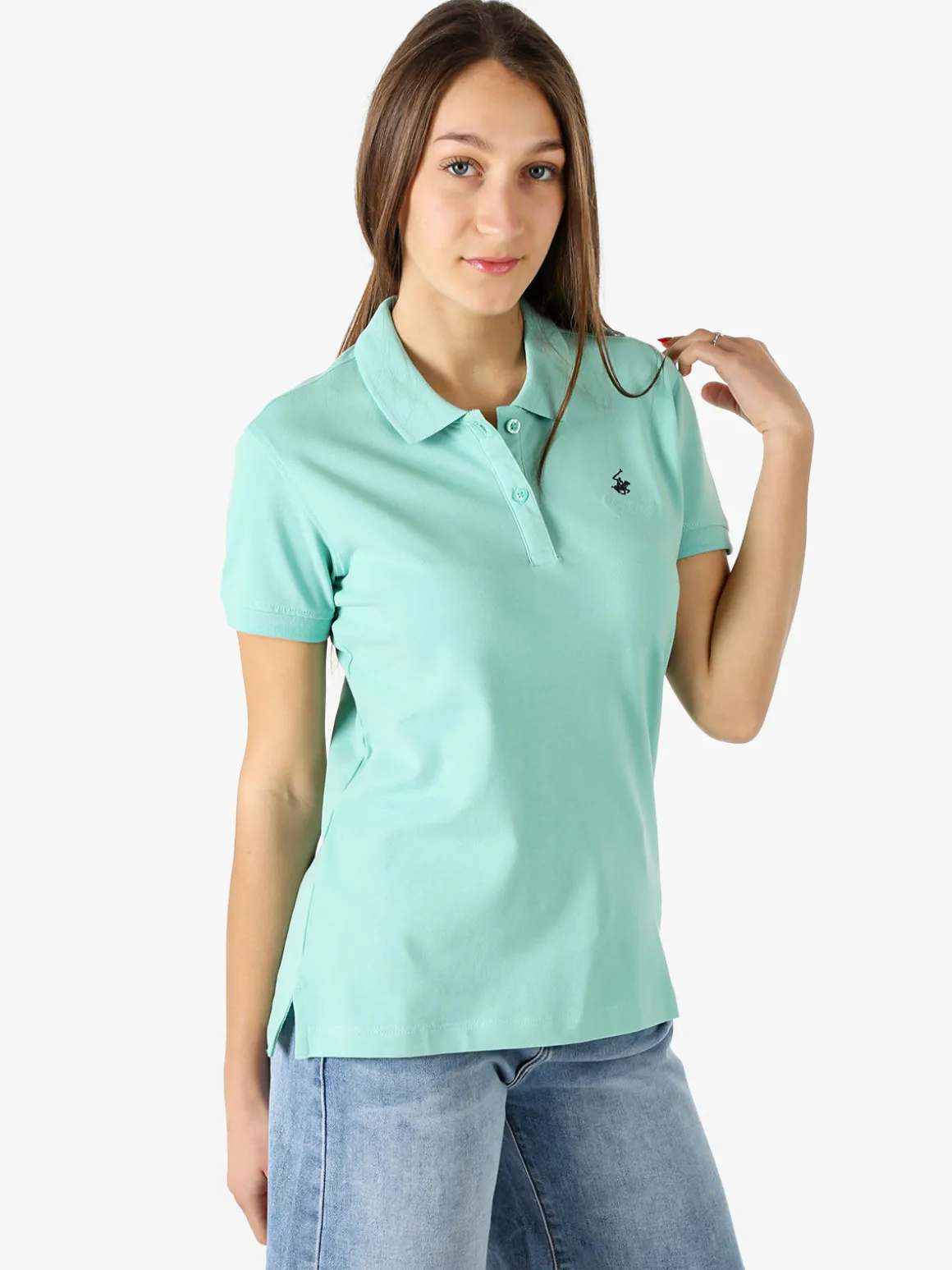 Polo Club Polo donna in cotone a maniche corte - acqua marina