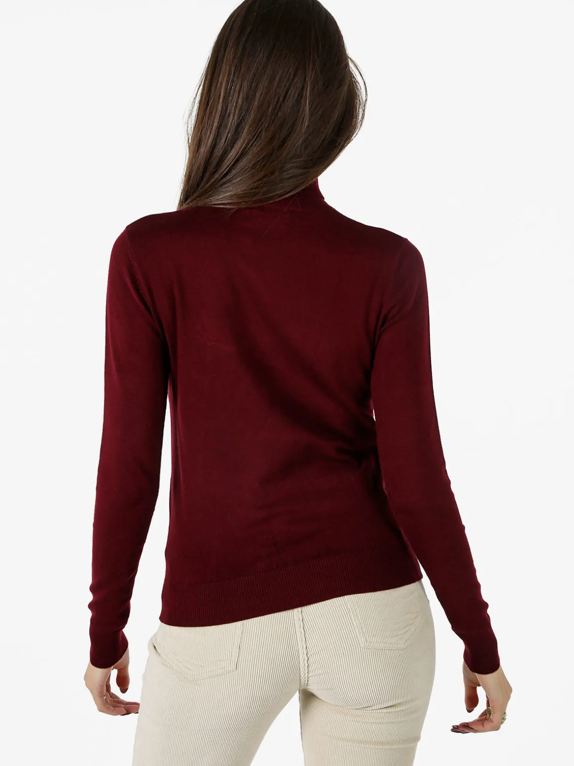 Polo Club Pullover dolcevita da donna in maglia tinta unita - bordeaux