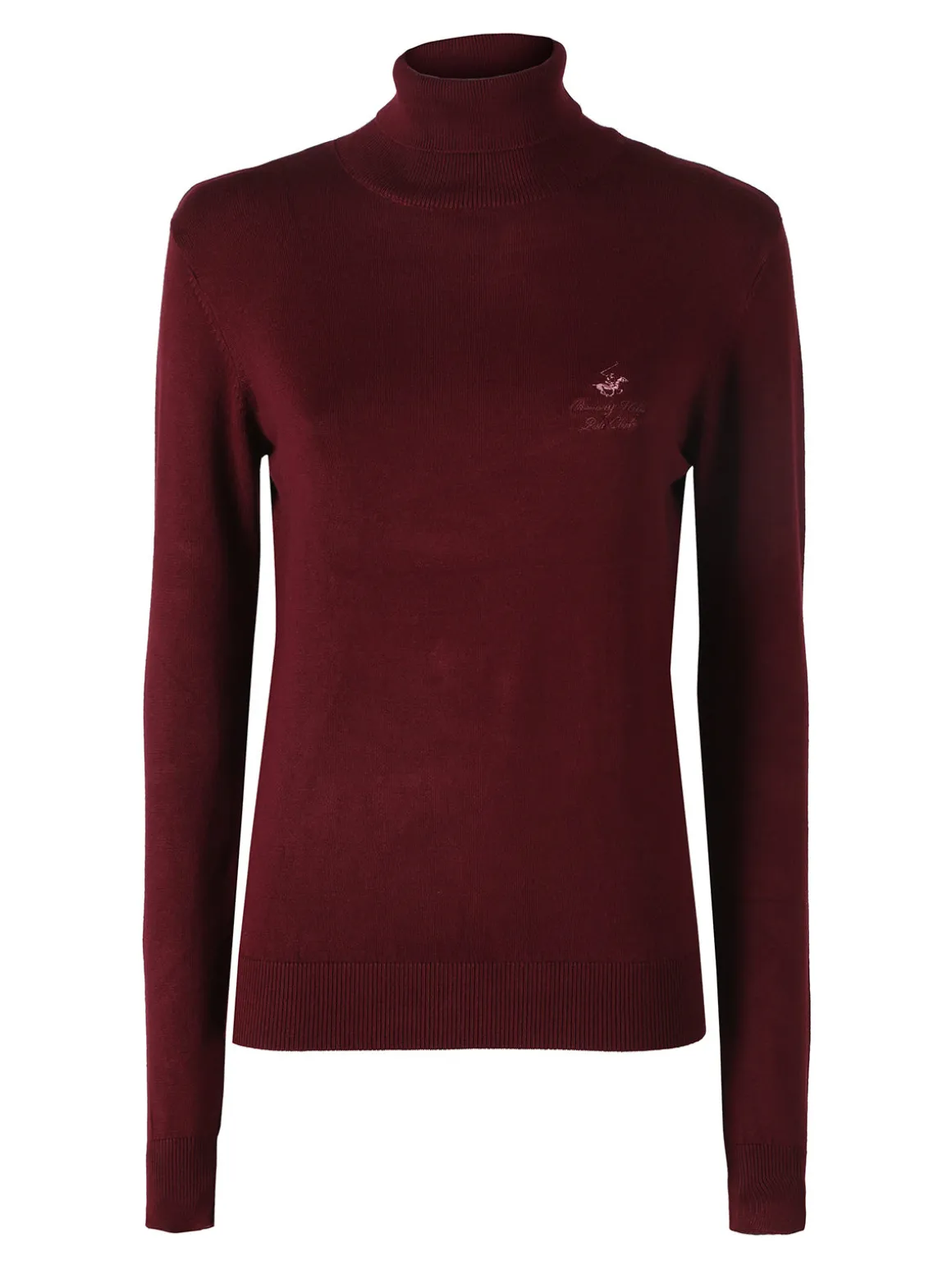 Polo Club Pullover dolcevita da donna in maglia tinta unita - bordeaux