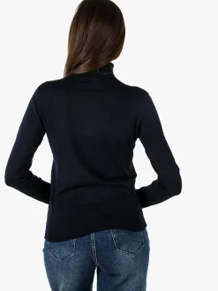 Polo Club Pullover dolcevita donna in maglia intrecciata - blu scuro