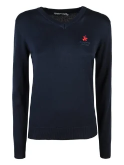 Polo Club Pullover donna in cotone scollo V
