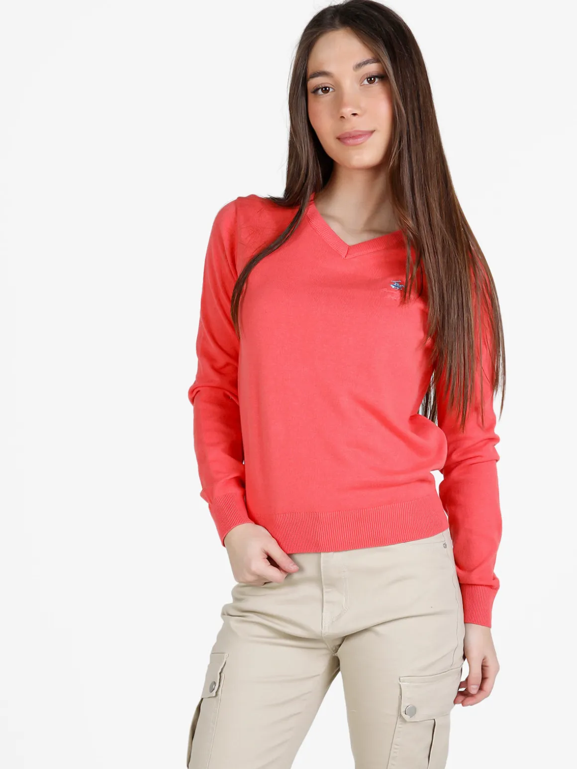 Polo Club Pullover donna in cotone scollo V