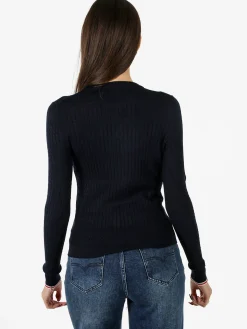 Polo Club Pullover girocollo donna in maglia intrecciata - blu scuro
