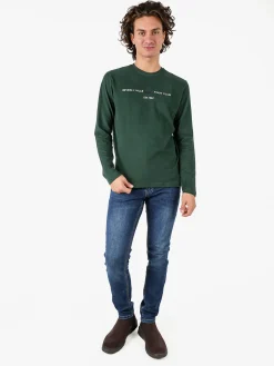 Polo Club T-shirt da uomo a maniche lunghe in caldo cotone - verde
