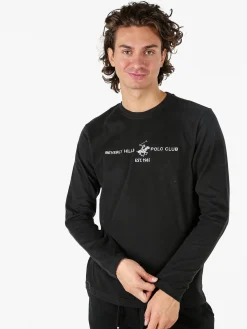 Polo Club T-shirt da uomo a maniche lunghe in caldo cotone - nero