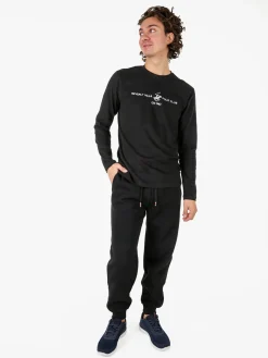 Polo Club T-shirt da uomo a maniche lunghe in caldo cotone - nero
