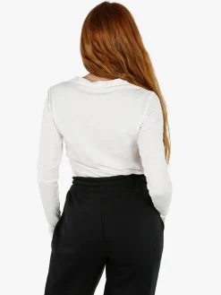 Polo Club T-shirt donna scollo a V a maniche lunghe in cotone - bianco