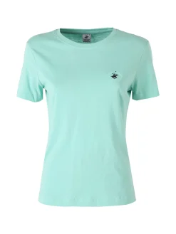 Polo Club T-shirt girocollo da donna in cotone - acqua marina