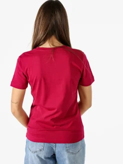 Polo Club T-shirt girocollo da donna in cotone - bordeaux