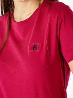 Polo Club T-shirt girocollo da donna in cotone - bordeaux