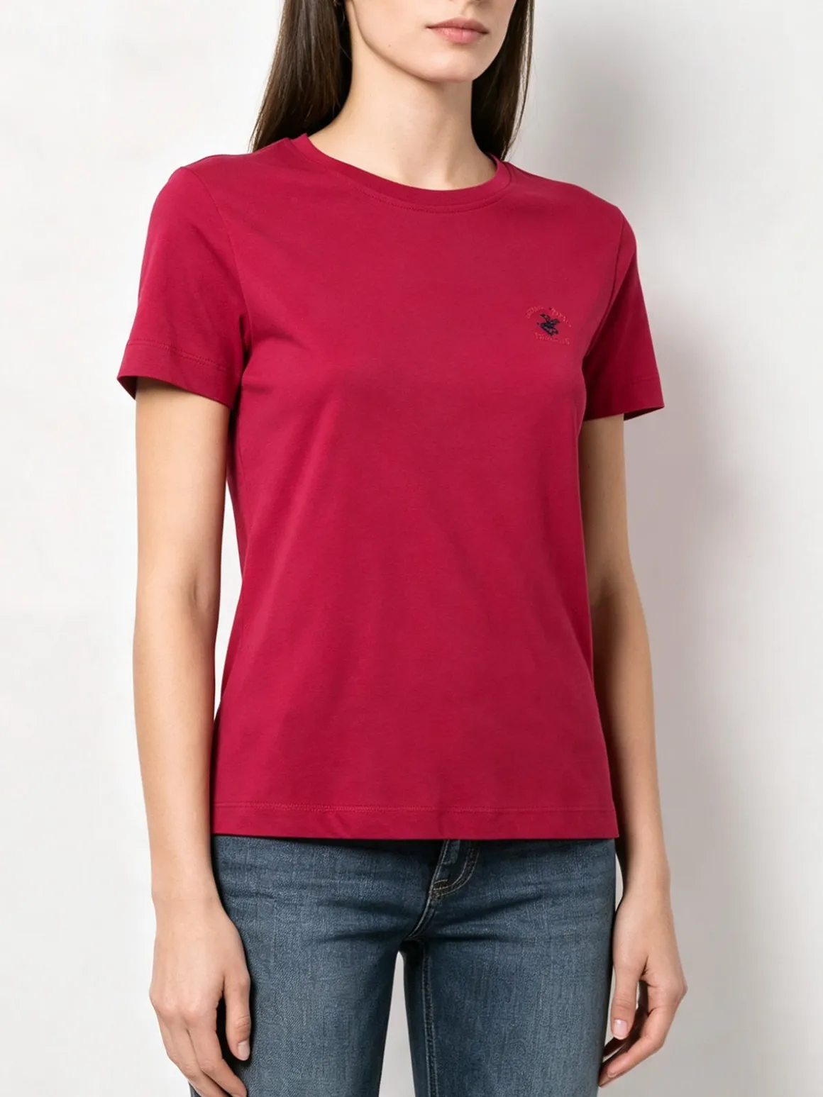 Polo Club T-shirt girocollo da donna in cotone - bordeaux