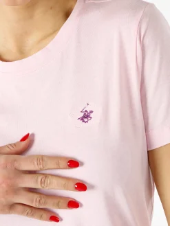 Polo Club T-shirt girocollo da donna in cotone - rosa