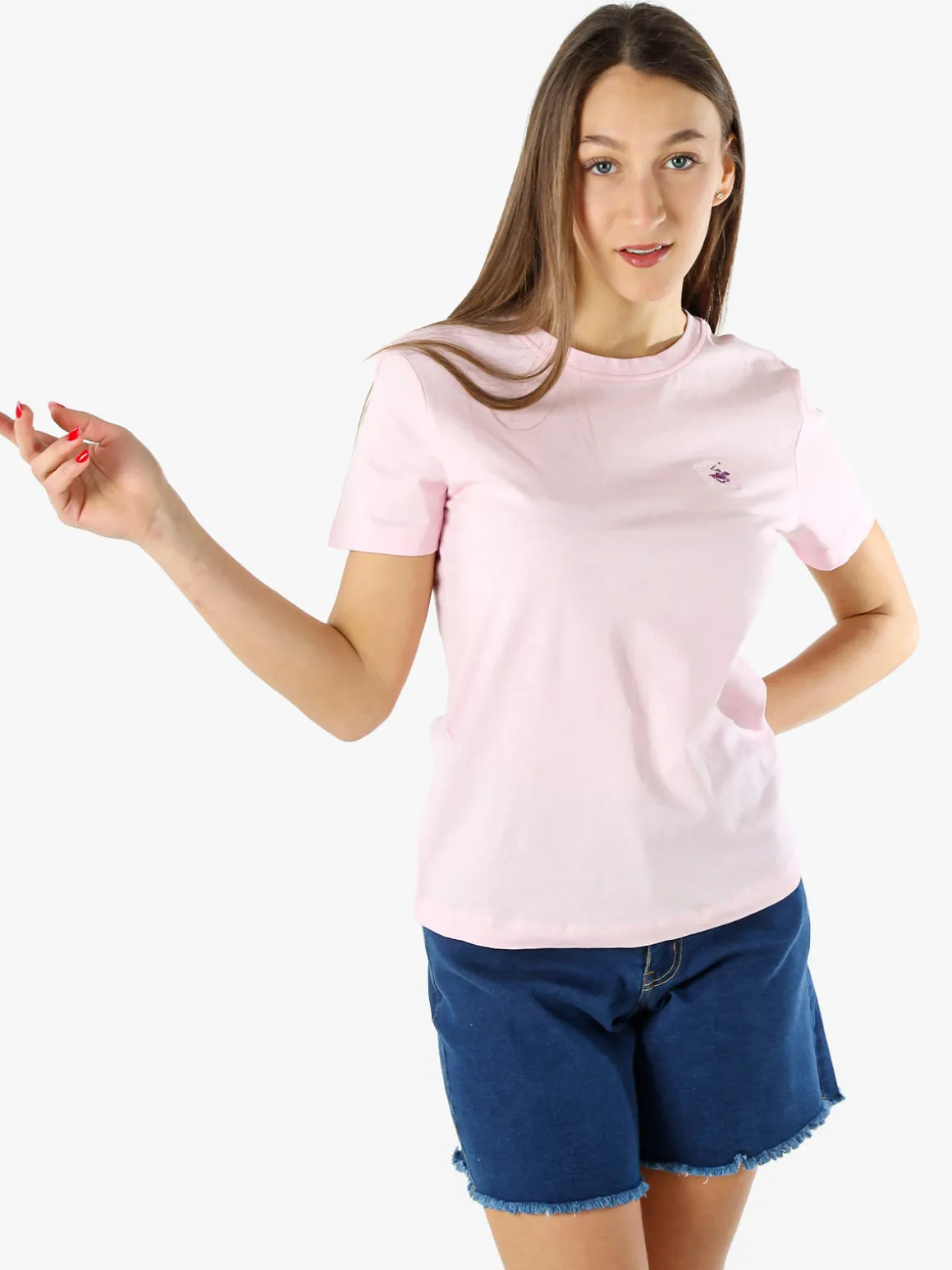 Polo Club T-shirt girocollo da donna in cotone - rosa