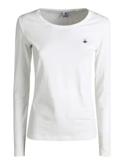 Polo Club T-shirt girocollo da donna a maniche lunghe in cotone - bianco