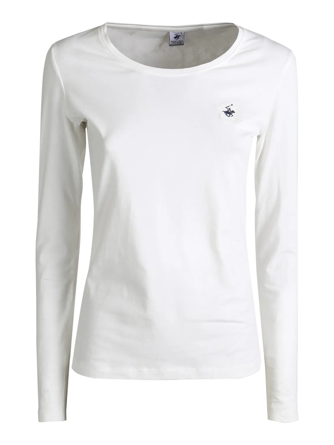 Polo Club T-shirt girocollo da donna a maniche lunghe in cotone - bianco