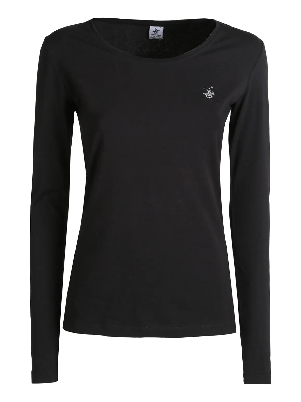 Polo Club T-shirt girocollo da donna a maniche lunghe in cotone - nero