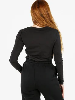 Polo Club T-shirt girocollo da donna a maniche lunghe in cotone - nero