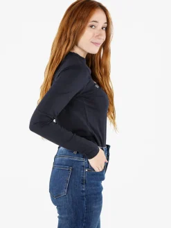 Polo Club T-shirt girocollo da donna a maniche lunghe in cotone - blu scuro