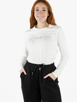 Polo Club T-shirt girocollo da donna a maniche lunghe in cotone - bianco