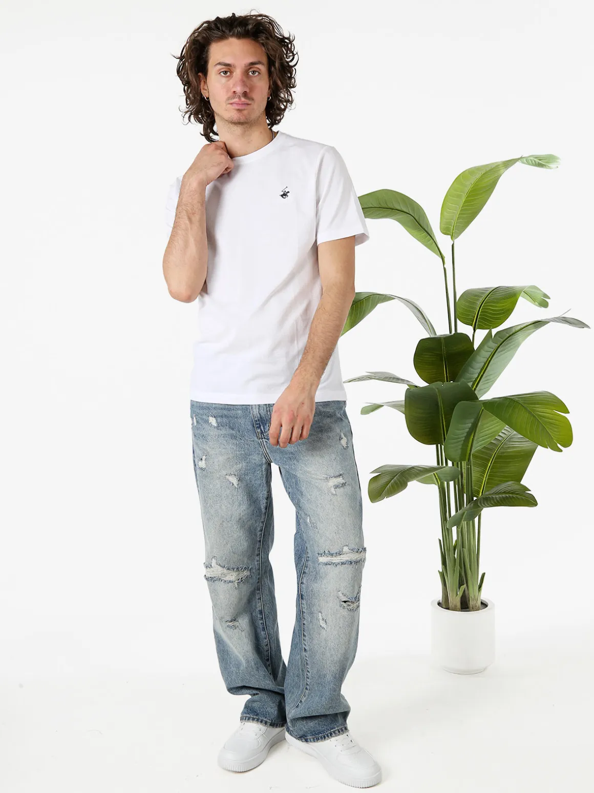 Polo Club T-shirt girocollo da uomo in cotone - bianco