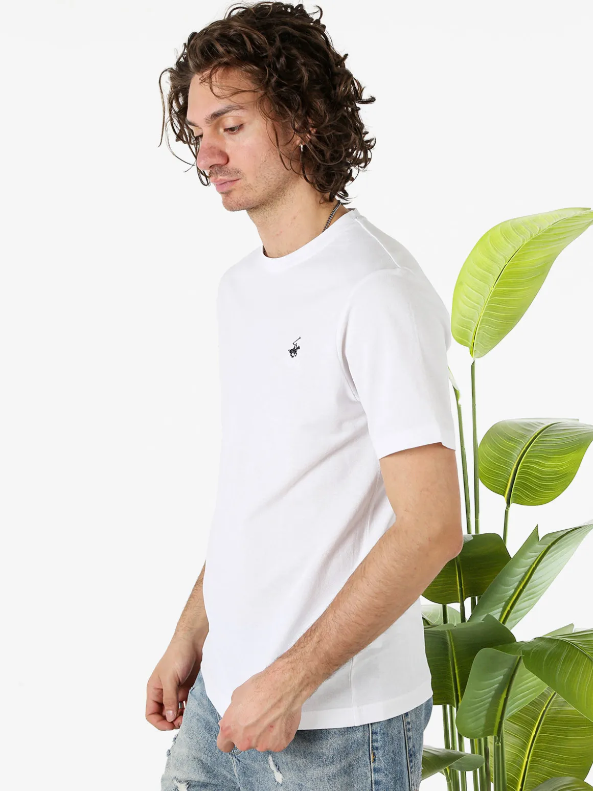 Polo Club T-shirt girocollo da uomo in cotone - bianco