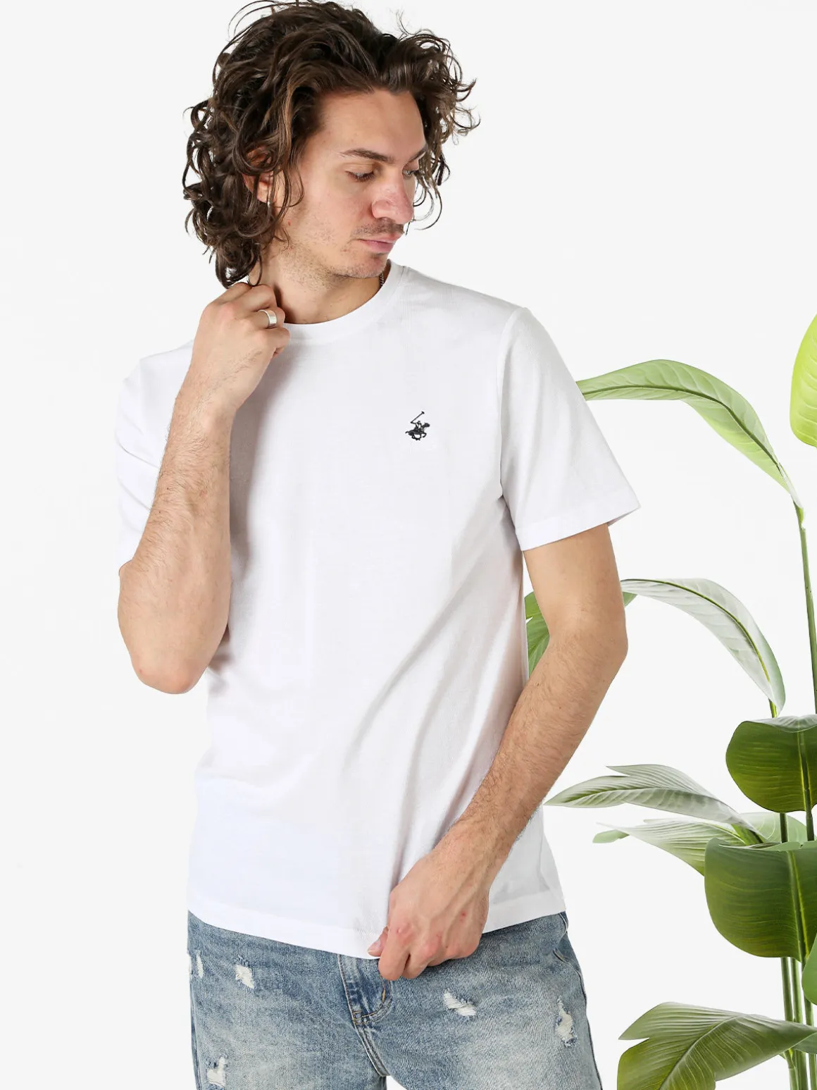 Polo Club T-shirt girocollo da uomo in cotone - bianco