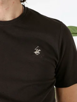 Polo Club T-shirt girocollo da uomo in cotone - moro