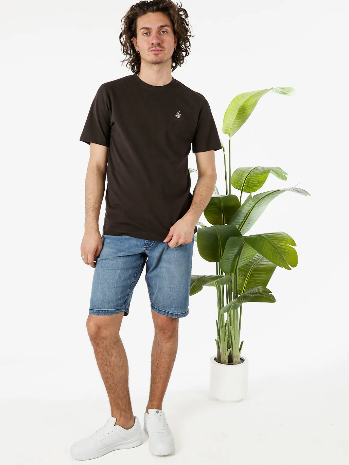 Polo Club T-shirt girocollo da uomo in cotone - moro