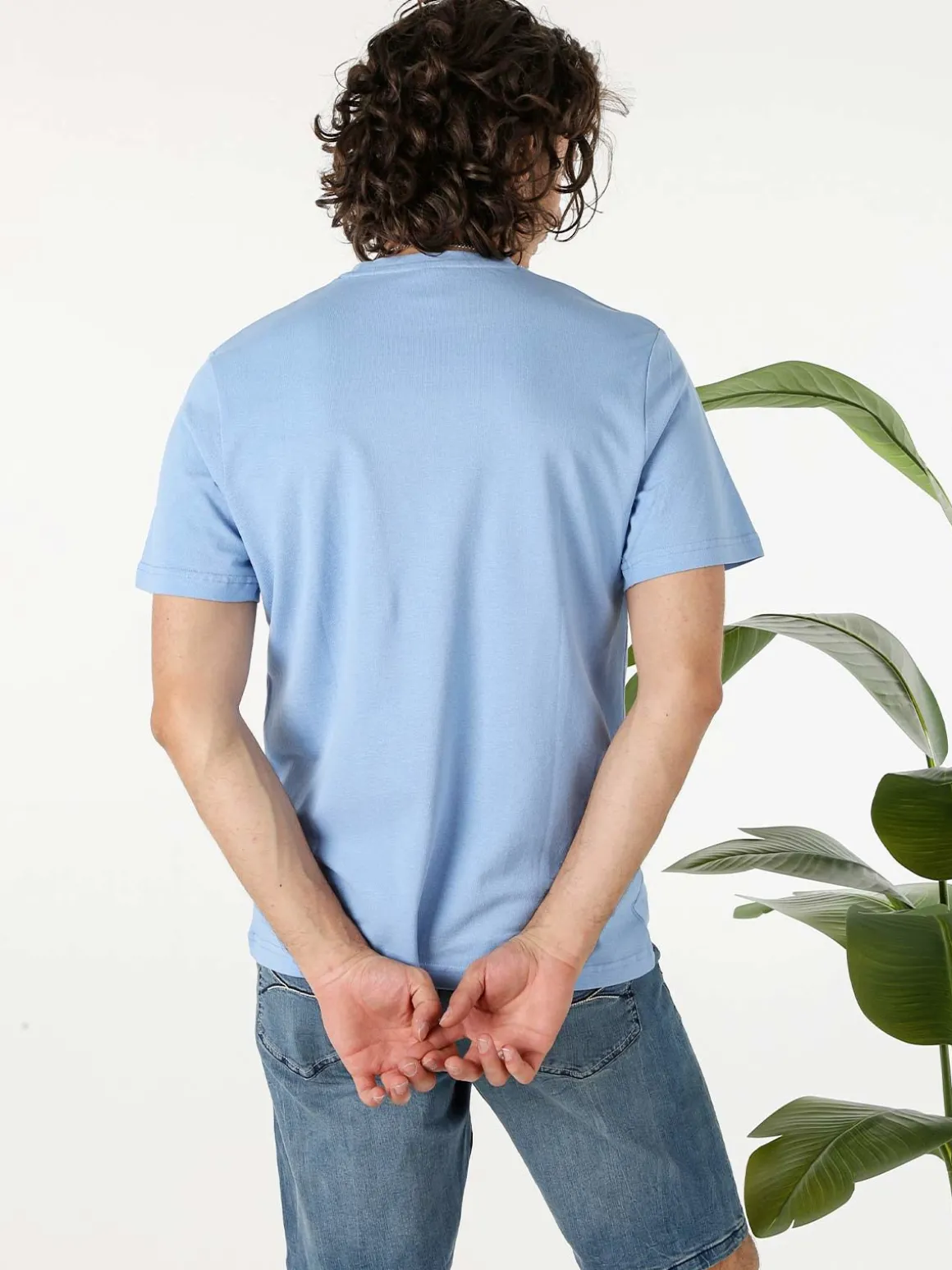 Polo Club T-shirt girocollo da uomo in cotone - azzurro