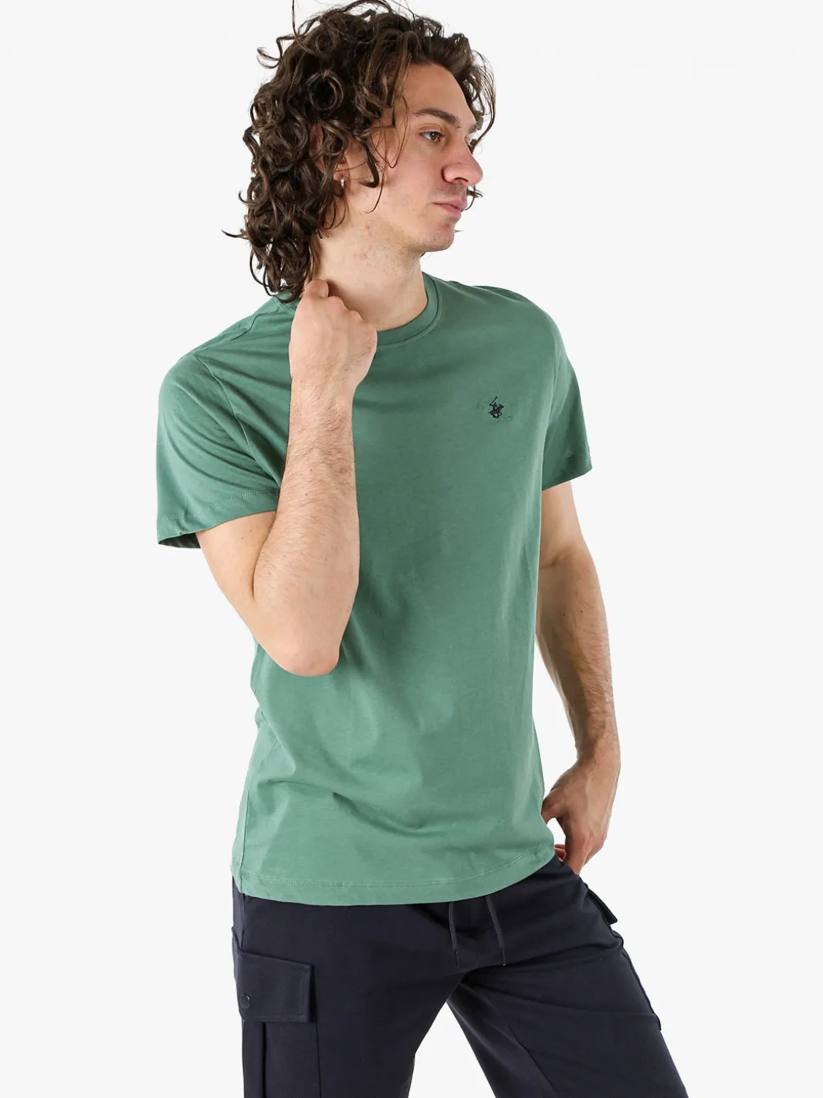 Polo Club T-shirt girocollo da uomo in cotone - verde