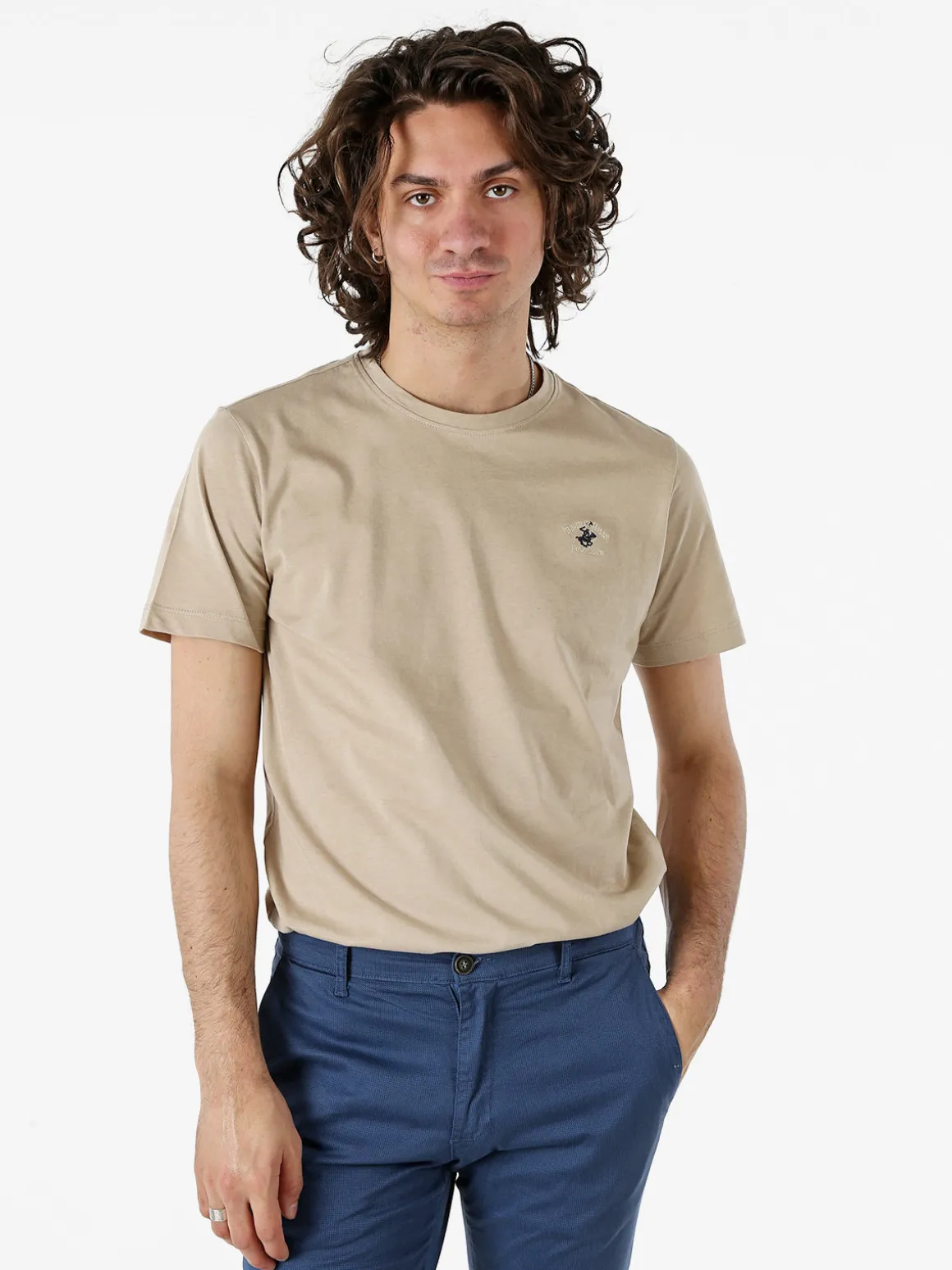 Polo Club T-shirt girocollo da uomo in cotone - sabbia