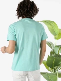 Polo Club T-shirt girocollo da uomo in cotone - acqua marina