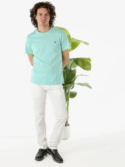 Polo Club T-shirt girocollo da uomo in cotone - acqua marina