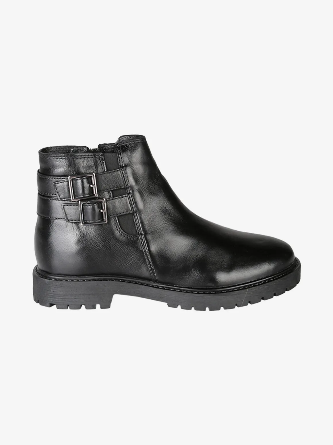 Posch Stivaletti donna in pelle con doppia fibbia e zip - nero