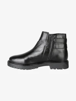 Posch Stivaletti donna in pelle con doppia fibbia e zip - nero