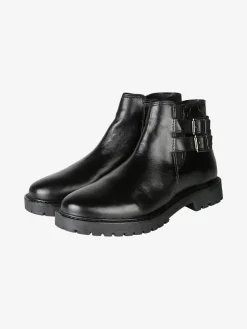 Posch Stivaletti donna in pelle con doppia fibbia e zip - nero