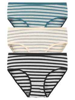 Power Flower Slip donna in cotone a righe. Confezione da 3 paia
