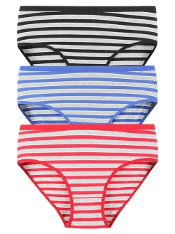 Power Flower Slip donna in cotone a righe. Confezione da 3 paia