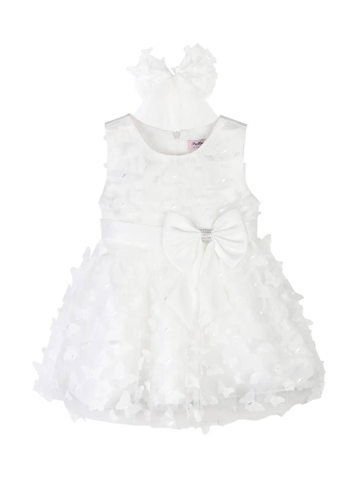Pretty Baby Abito da cerimonia per neonate in tulle con fiocco per capelli