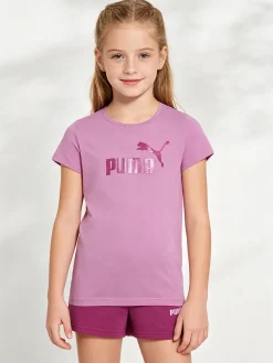 Puma Completo sportivo corto da bambina in cotone