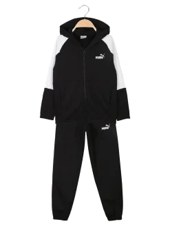 Puma ESS BLOCK SWEAT SUIT Completo tuta invernale da ragazzo con cappuccio e zip - nero