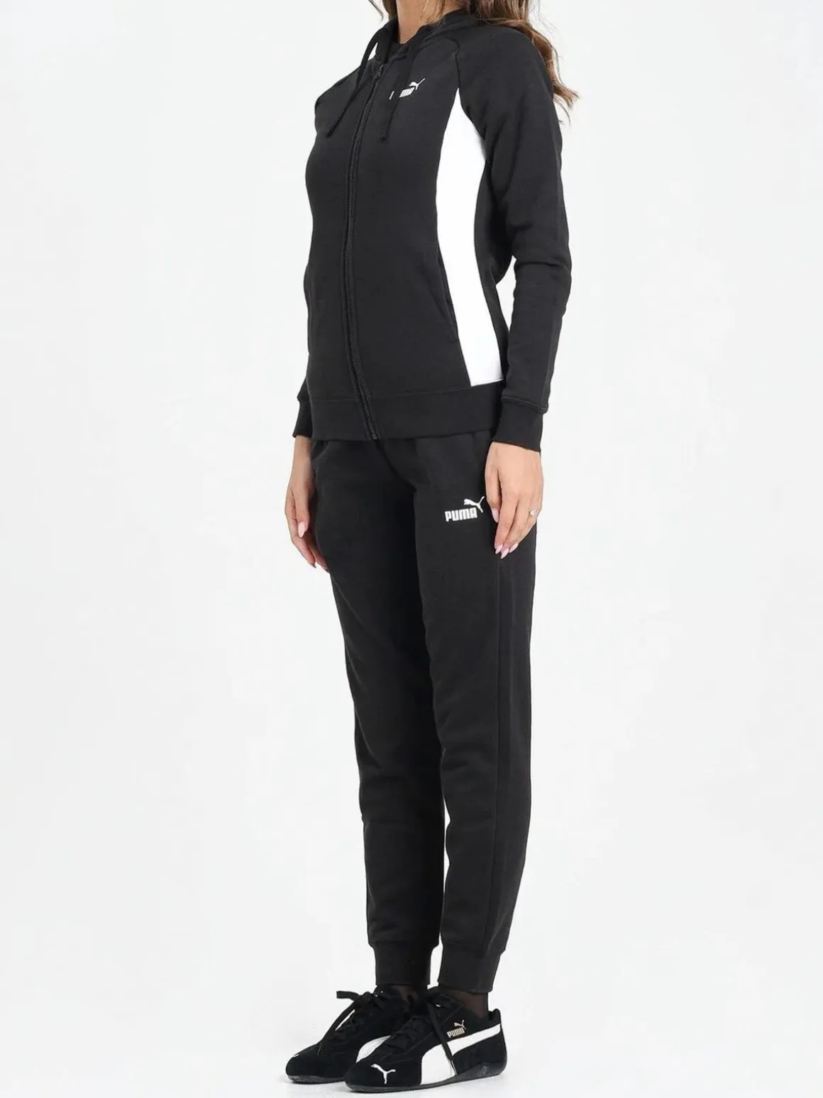 Puma FULL - ZIP HOODED SWEAT SUIT Completo tuta donna con cappuccio e zip - nero