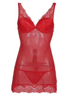 Pura Baby doll + perizoma completo intimo rosso