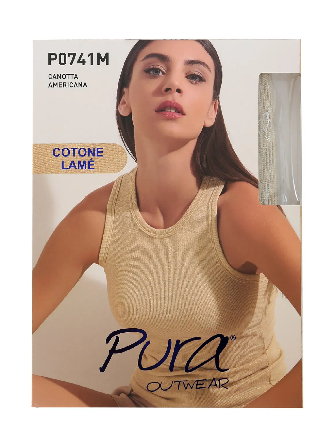 Pura Canotta da donna in cotone lamè - argento