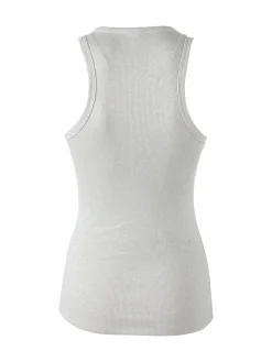 Pura Canotta da donna in cotone lamè - argento